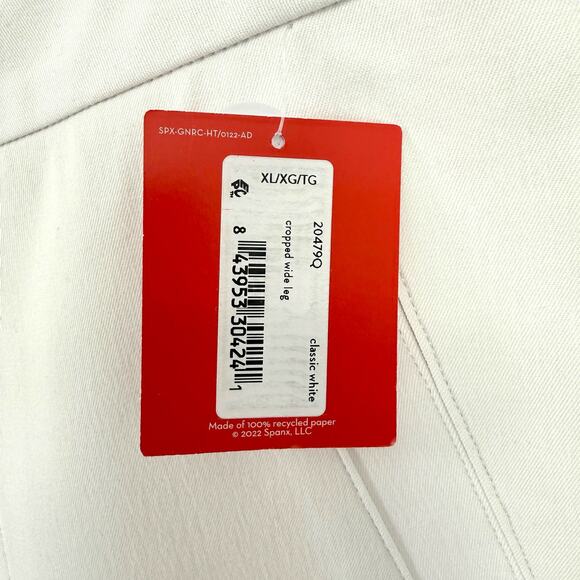 Spanx Cropped Wide Leg White Pants Womens Size XL Pull Faux Deep Pockets - Picture 4 of 6
